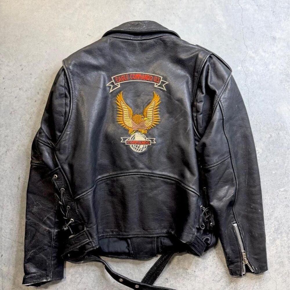 Vintage Ruben's Eagle Commando Authentic Leather Biker Jacket Size